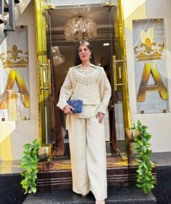 EVARA IVORY STYLISH SHIRT CO-ORD SET