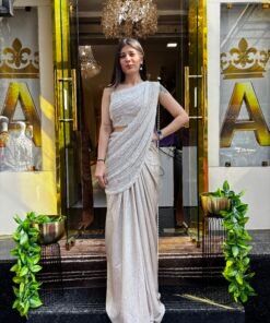 CHANDANI PEARL GOLD DRAPE SET WITH PEARL PALLU