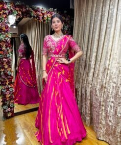 RANI GULBAHAR HAND WORK DESIGNER LENGHA SAREE SET