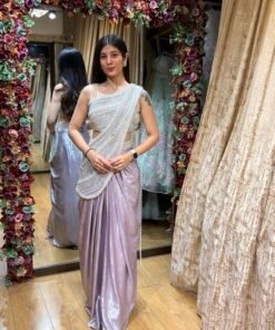 CHANDANI LAVENDER BLUSH DRAPE SAREE WITH PEARLS