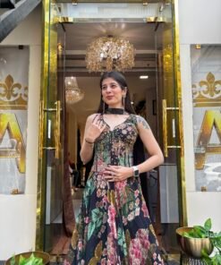 Alternative view of SAIRA STYLISH BLACK FLORAL CORSET CROP TOP