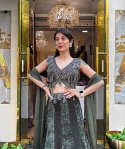 Alternative view of ZAYRA OLIVE GLAM MERMAID LENGHA SET WITH DUPATTA