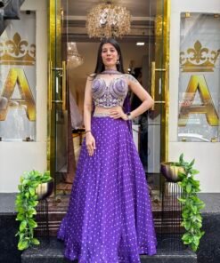 Alternative view of NEELAM NOOR PURPLE HAND WORK LENGHA SET