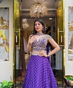 NEELAM NOOR PURPLE HAND WORK LENGHA SET