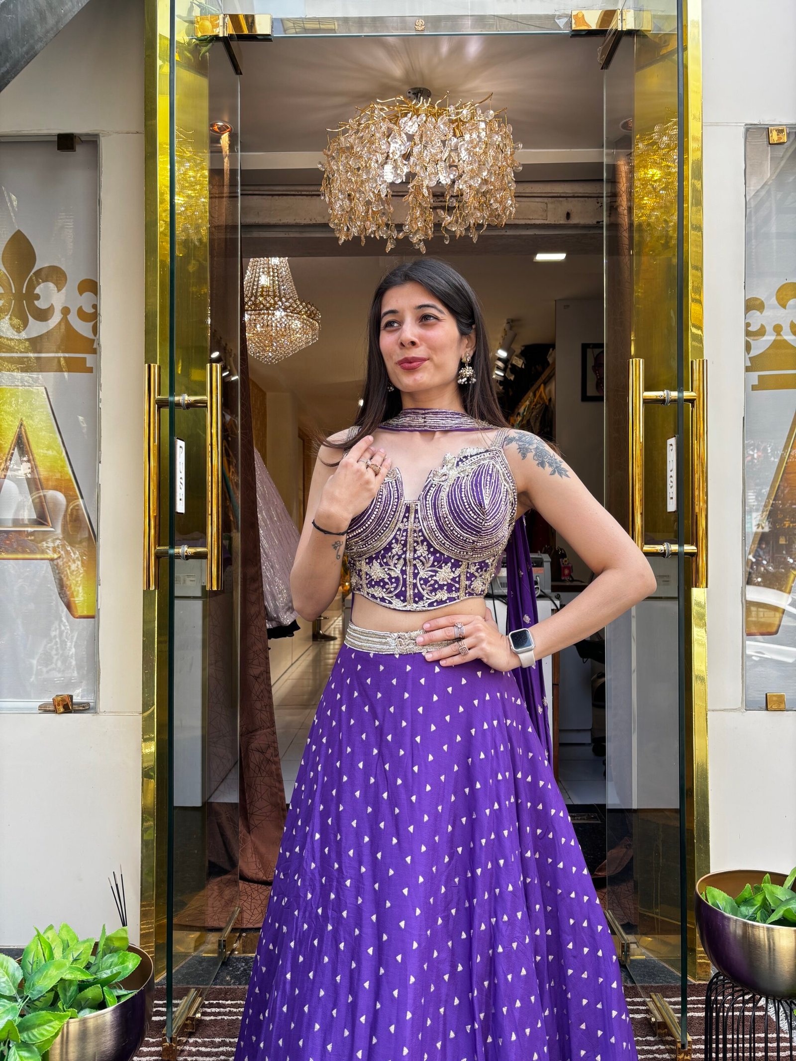 NEELAM NOOR PURPLE HAND WORK LENGHA SET