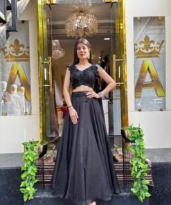GLAM BLACK STUNNING LENGHA CROP TOP SET