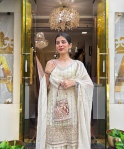 Alternative view of NOOR E IVORY SHARARA SET WITH DUPATTA