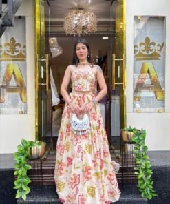 MULTI FLORAL STYLISH LENGHA WITH CORSET BLOUSE