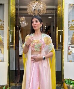 Alternative view of BLUSH PINK & YELLOW OMBRE SKIRT WITH CAPE SET