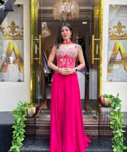 DARK FUSCHIA PLAZZO CORSET SET