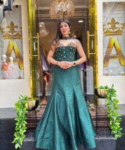 ZEENAT EMERALD GREEN FISH CUT CORSET LENGHA