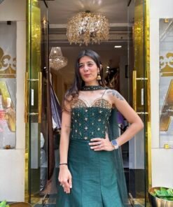 Alternative view of ZEENAT EMERALD GREEN FISH CUT CORSET LENGHA