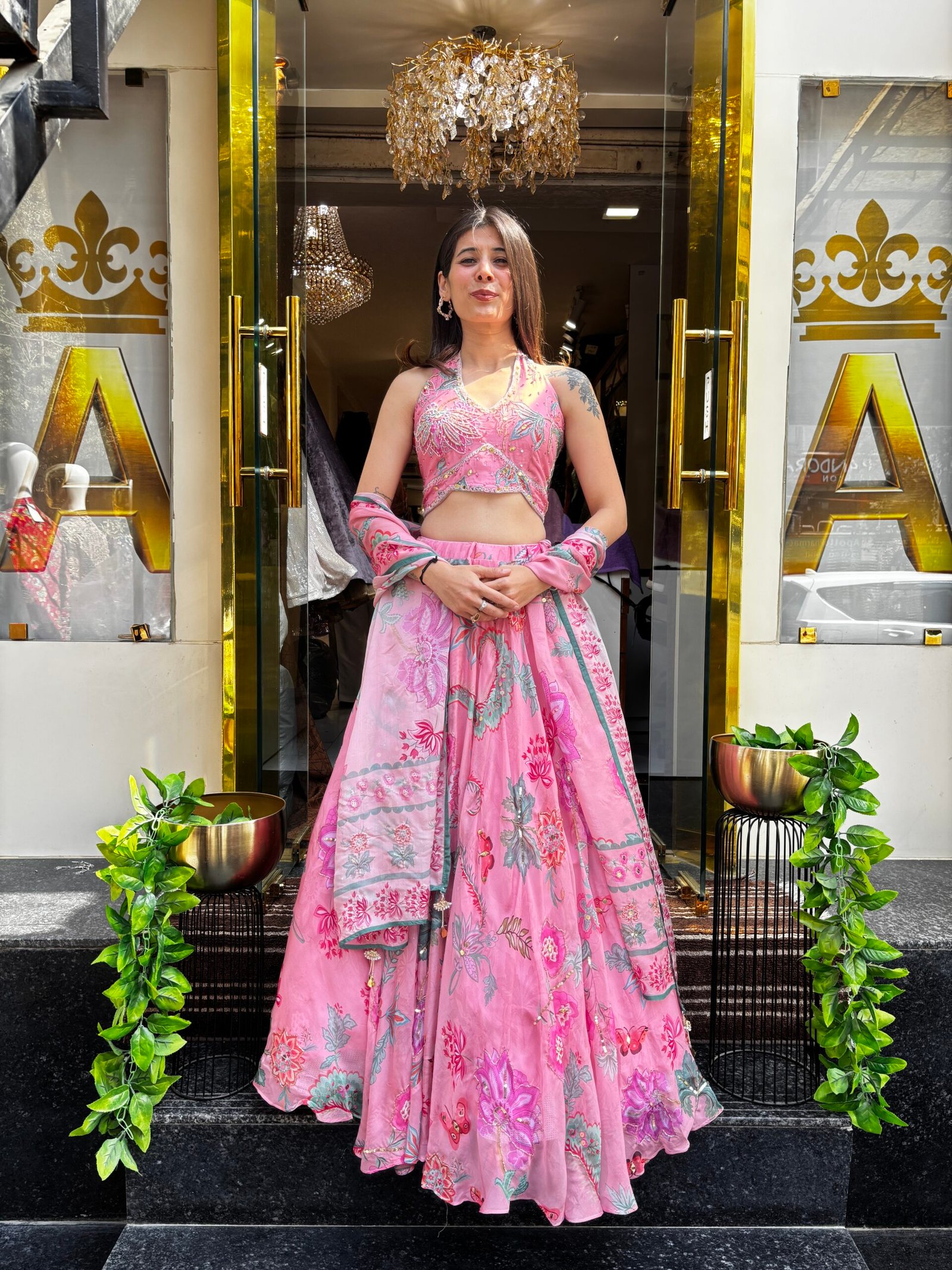 PINK PHOOLKARI DREAM LENGHA SET