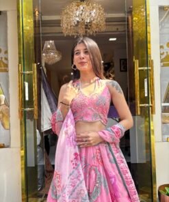 Alternative view of PINK PHOOLKARI DREAM LENGHA SET