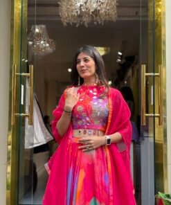 Alternative view of RIHA MULTI HALTER NECK LENGHA CHOLI WITH CAPE JACKET