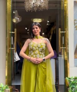 Alternative view of MISHA GREEN PLEATED SKIRT WITH DRAMATIC CROP TOP