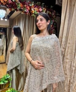 Alternative view of AALIYA SHIMMER ONE SIDE SHOULDER WITH PLEATED SKIRT