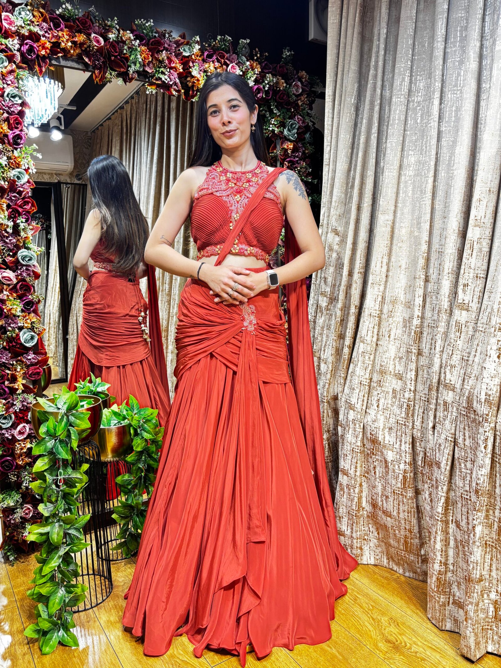 AAROHI CRIMSON STYLISH DRAPE SAET