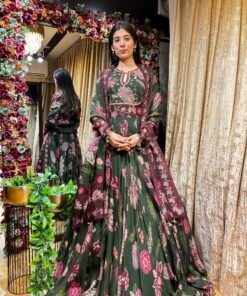 EMERALD BLOOM PRINTED HANDWORK ANARKALI SET