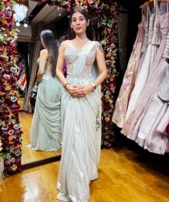 LUXE METALLIC MINT CORSET DRAPE SAREE