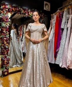 CHAMPAGNE SHIMMER ROYAL LENGHA SET WITH COWL