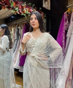 Alternative view of IVORY STARDUST DRAPE SAREE