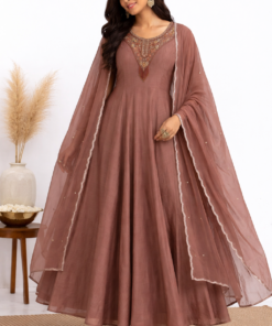NOOR MAUVE BROWN ANARKALI SUIT SET