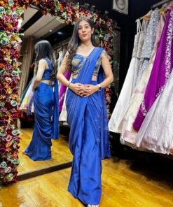 MAYA STUNNING PLAZZO ELECTRIC BLUE DRAPE SAREE