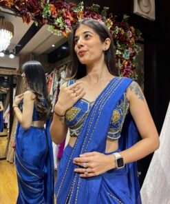 Alternative view of MAYA STUNNING PLAZZO ELECTRIC BLUE DRAPE SAREE