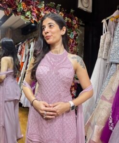 Alternative view of BLUSH AURA HALTER NECK HAND WORK SHARARA SET SUIT