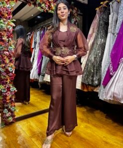 MOCHA BROWN ORGANZA CO-ORD SET