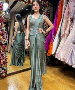 SAGE GREEN MERMAID UNIQUE DRAPE SAREE