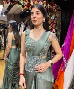 Alternative view of SAGE GREEN MERMAID UNIQUE DRAPE SAREE