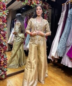 GOLD HEAVY BELL BOTTOM BLAZER SET