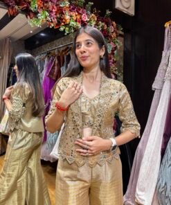 Alternative view of GOLD HEAVY BELL BOTTOM BLAZER SET