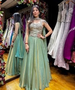 SAGE BLUE ZEHRA MIRROR LENGHA CHOLI