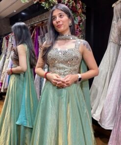 Alternative view of SAGE BLUE ZEHRA MIRROR LENGHA CHOLI