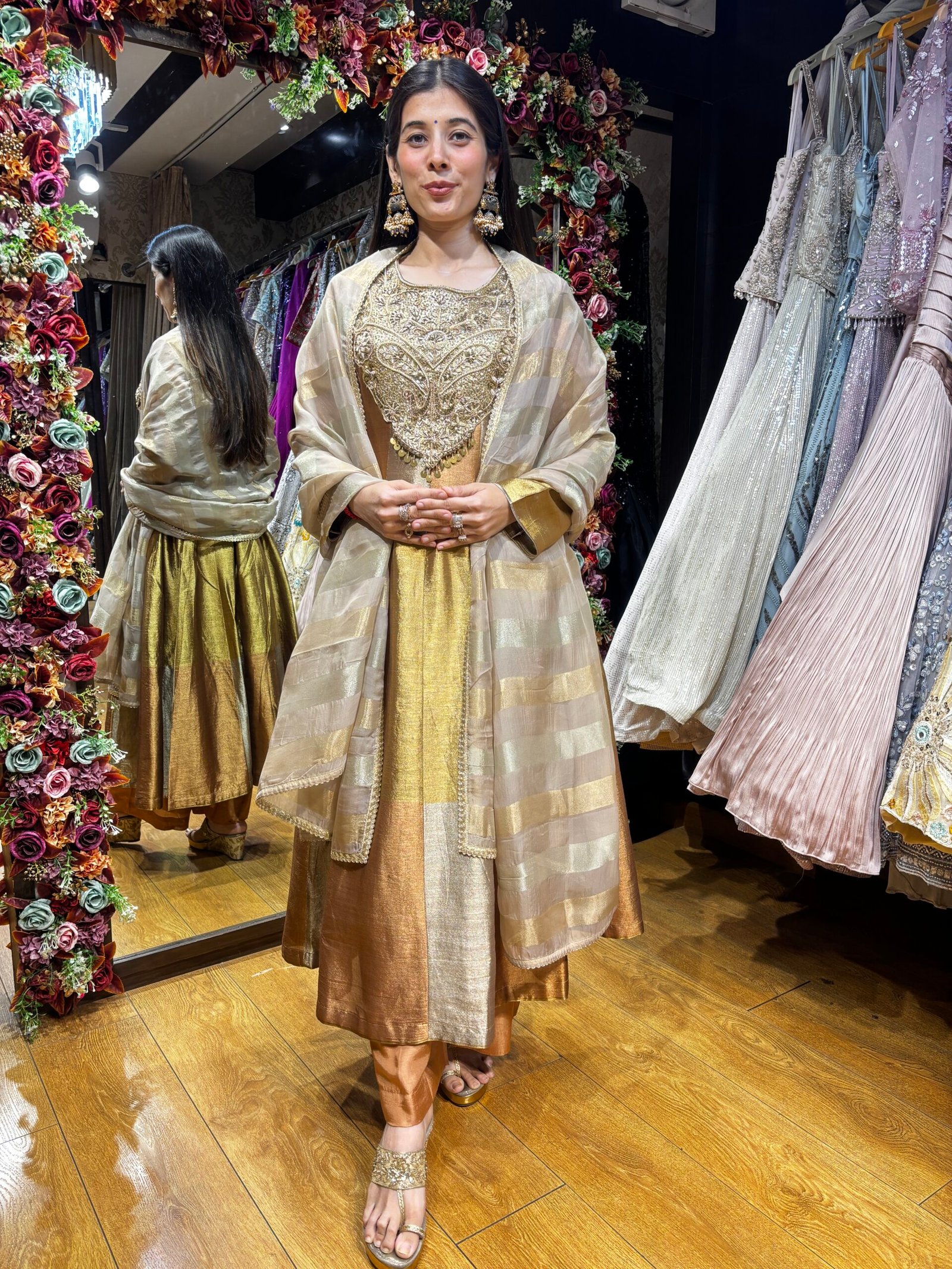 MEHRYA GLASS TISSUE COPPER BRONZE HEAVY SUIT SET