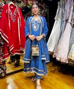 SHEESH NEEL BLUE MIRROR HEAVY SUIT WITH DUPATTA