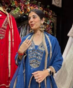 Alternative view of SHEESH NEEL BLUE MIRROR HEAVY SUIT WITH DUPATTA