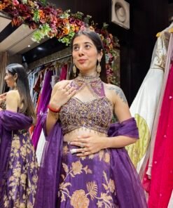 Alternative view of NOOR FLORAL LENGHA CHOLI WITH DESIGNER BLOUSE-DARK PURPLE