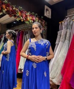 Alternative view of NOORI ELECTRIC BLUE PLAZZO WITH ONE SIDE SHOULDER CAPE
