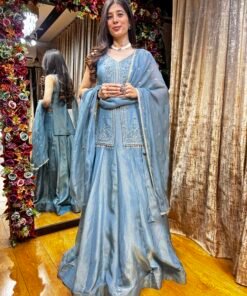 MEHRYA TISSUE ROYAL SKIRT WITH FRONT CUT TOP WITH DUPATTA