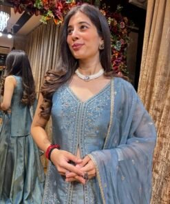 Alternative view of MEHRYA TISSUE ROYAL SKIRT WITH FRONT CUT TOP WITH DUPATTA