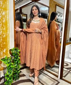 RIYA NUDE BROWN MUL COTTON ANARKALI SET WITH DUPATTA
