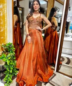 RUSTIC STYLISH JEWEL HALTER NECK LENGHA CHOLI WITH DUPATTA