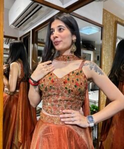 Alternative view of RUSTIC STYLISH JEWEL HALTER NECK LENGHA CHOLI WITH DUPATTA