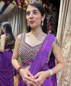 Alternative view of NAZRANA PURPLE JEWEL WORK DRAPE SAREE STYLE