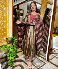ZARIYA COPPER MAROON ANARKALI SUIT WITH DUPATTA