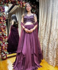 Alternative view of MEHERA DARK PURPLE ROYAL SKIRT WITH BUSTER & CAPE JACKET